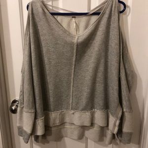 Free people distressed cut out shoulder sweater.